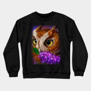 Owl and lilac Crewneck Sweatshirt